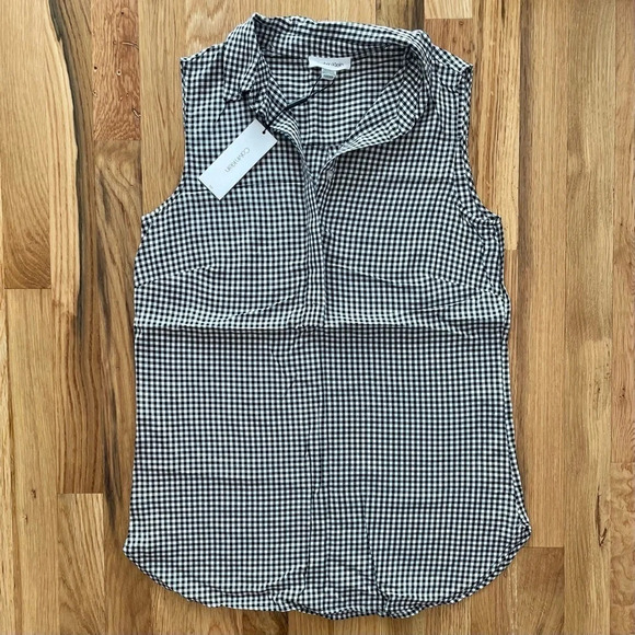 NWT Calvin Klein Gingham Collared Tank Top Size XS - Picture 1 of 3